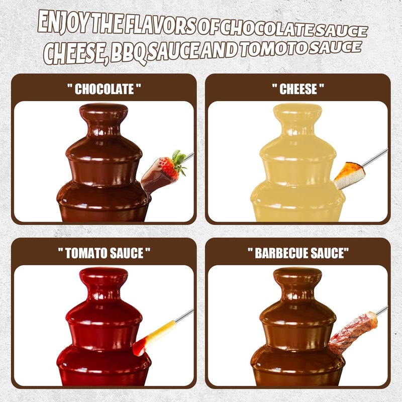 ZEVELOO آلة نافورة الشوكولاتة الصغيرة آلة كهربائية صغيرة ل fondue الشوكولاتة للحفلات للحلويات والزبدة والجبن (أسود) - Image 4